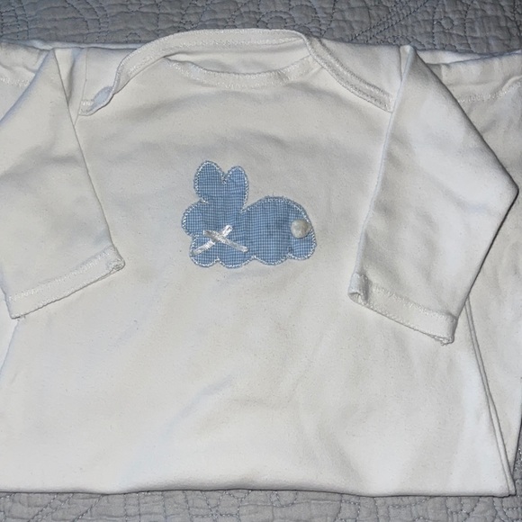 Bunny Blue gingham Appliqué and Embroidery Sleepsack 0-3 months Day gown - Picture 5 of 7